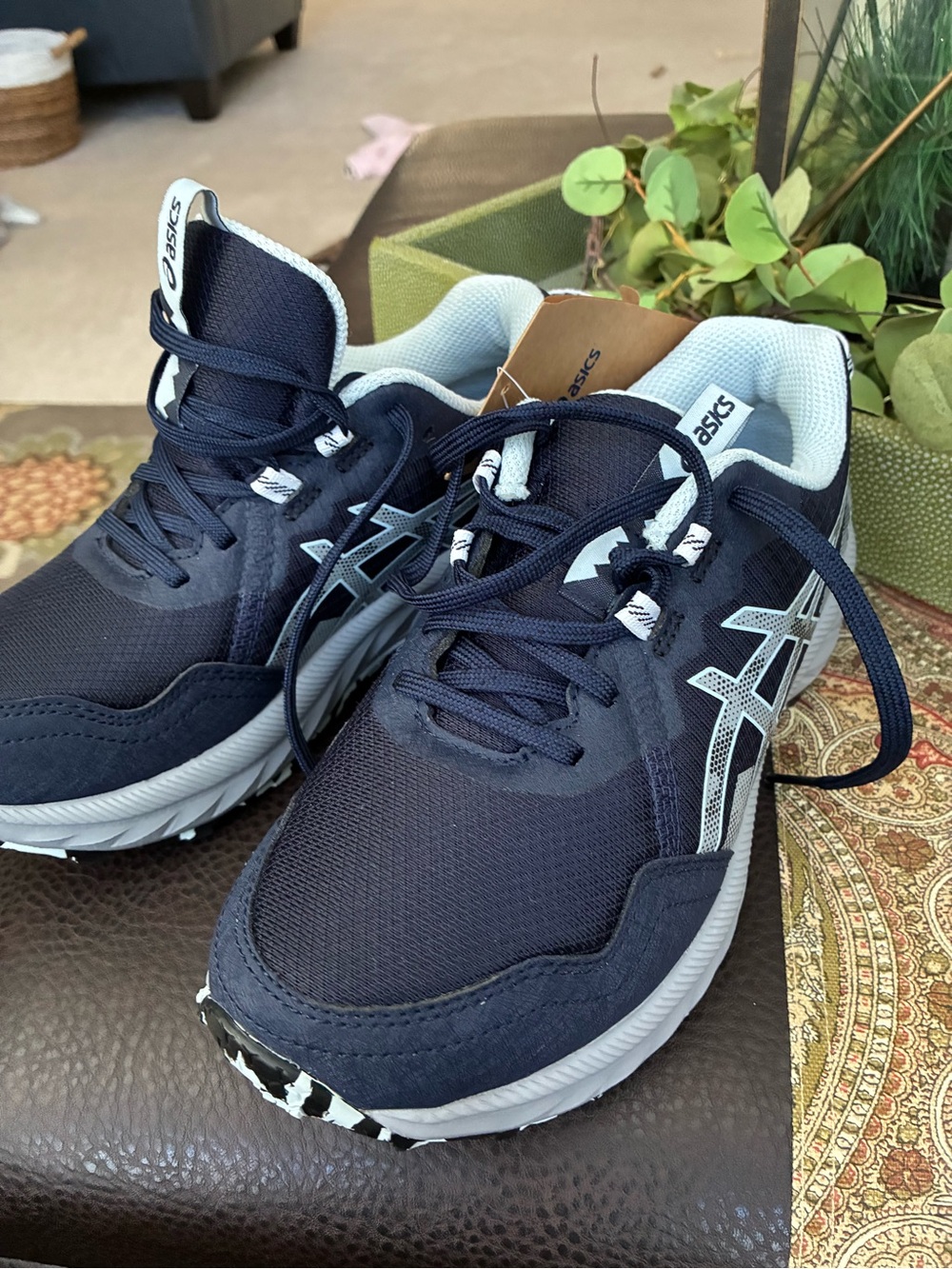 ASICS Navy and White Men's Athletic Running Shoes